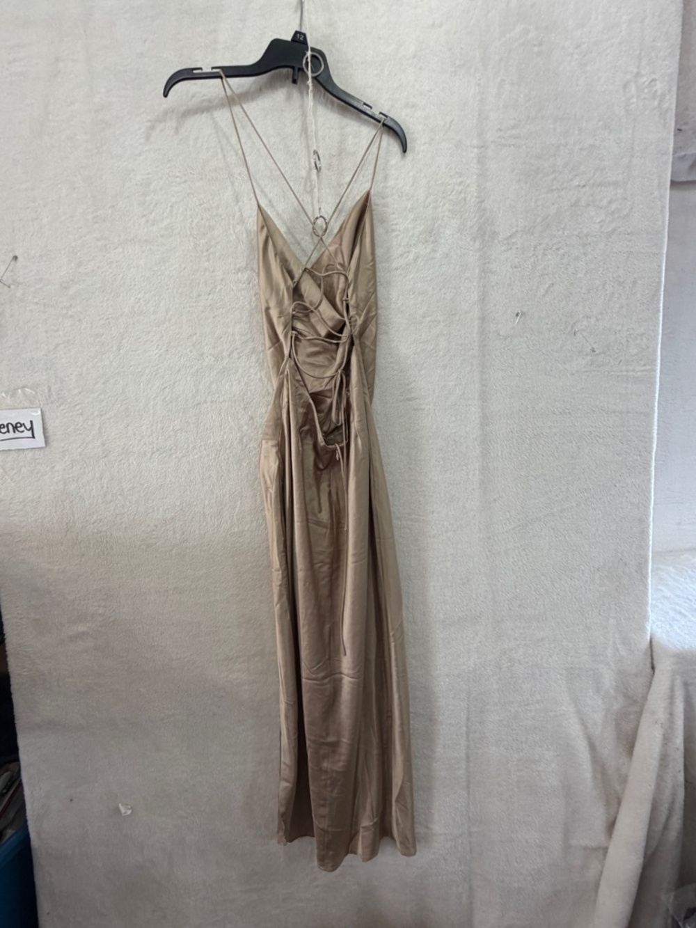 Babyboo Satin Maxi Dress Womens Size Small Champagne Cowl Neck Goddess Formal - Picture 7 of 8